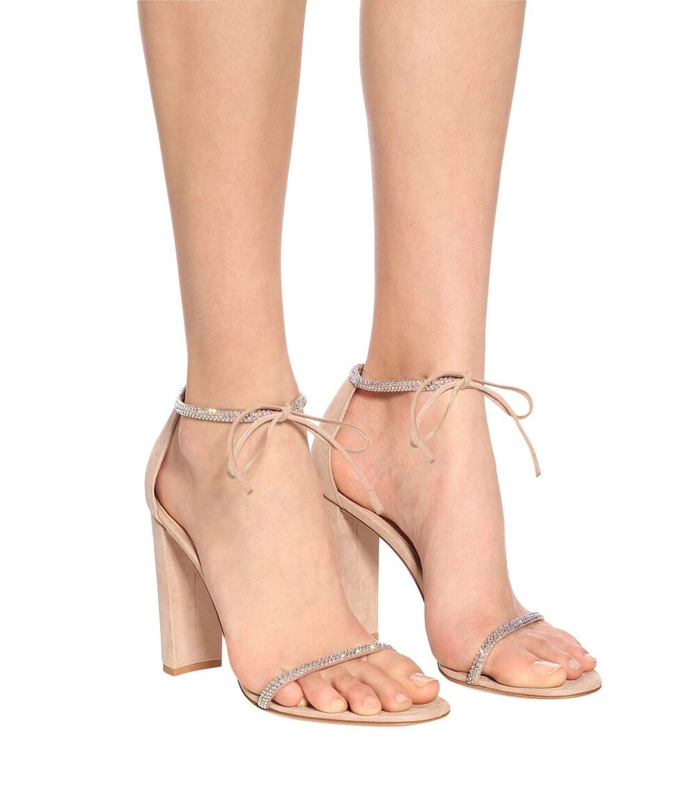 Gianvito Rossi Aria Suede Bedazzled Heels Size 41